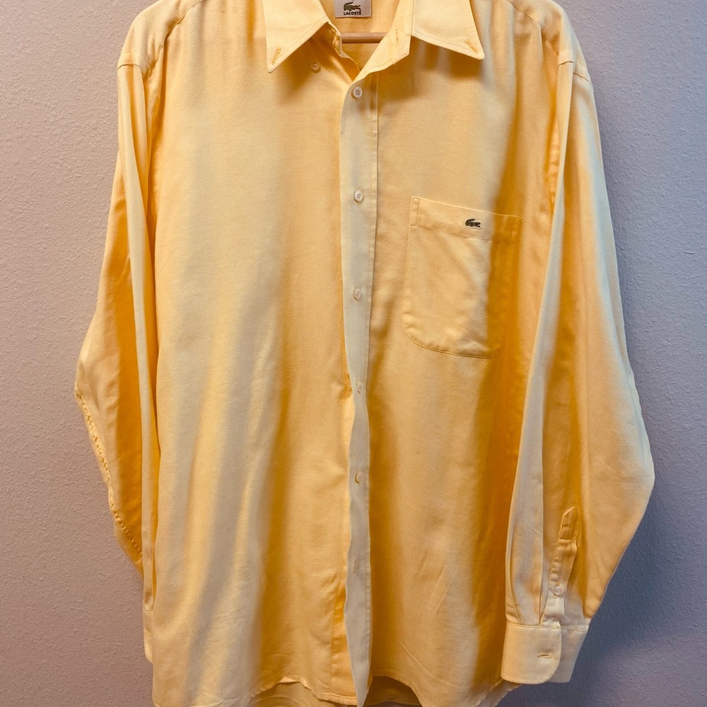 Lacoste Men’s long sleeve polo shirt in sunlit yellow, sz 42.